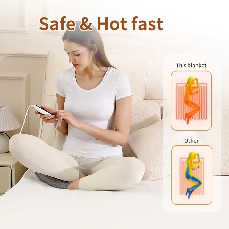 Dual-person Multi-purpose Electric Blanket with Automatic Cut-off Machine Washable Adjustable Temperature for Winter Use 4
