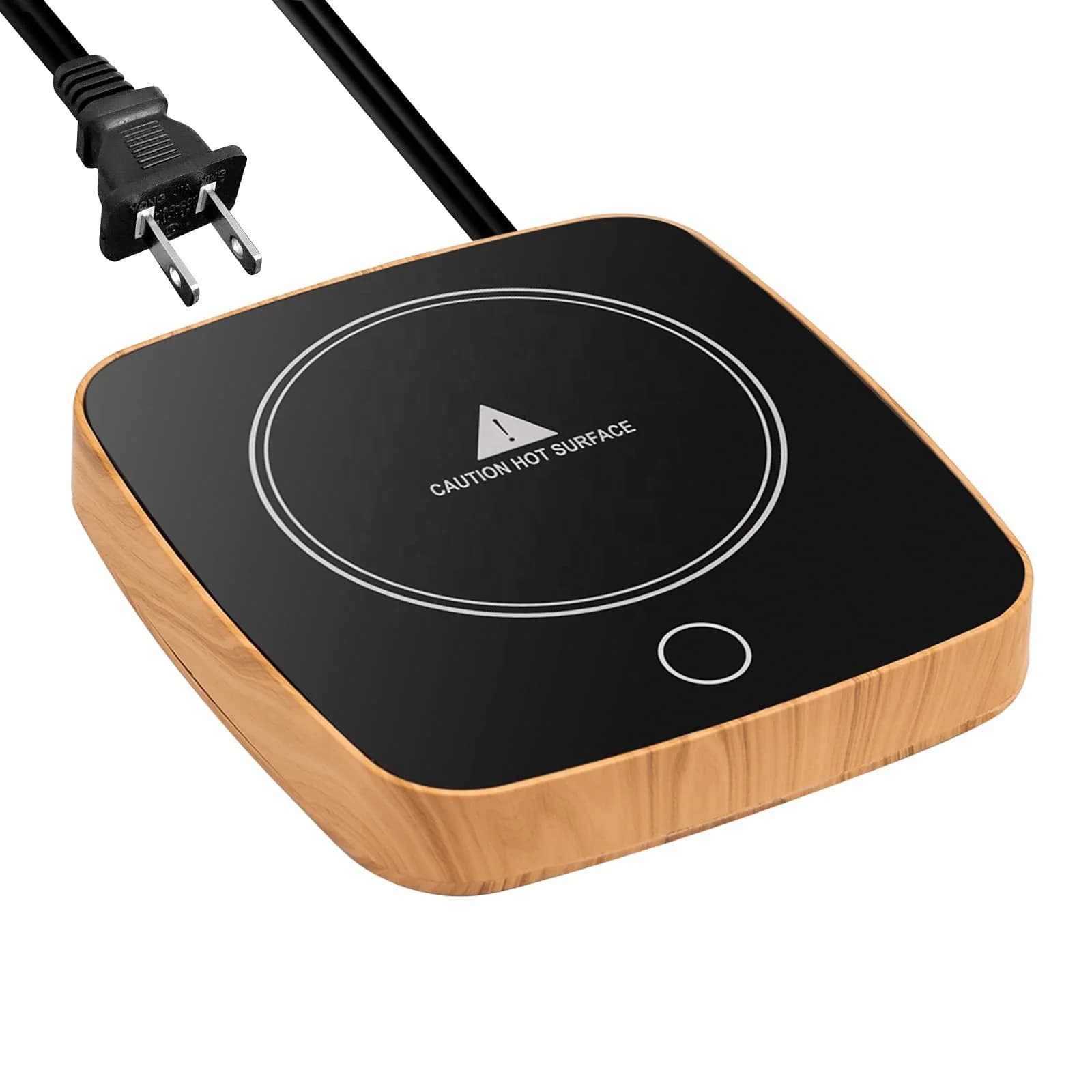 Light Wood Grain Electric Cup Heater Pad Constant Temperature Beverage Warmer with Safety Warning Design 7