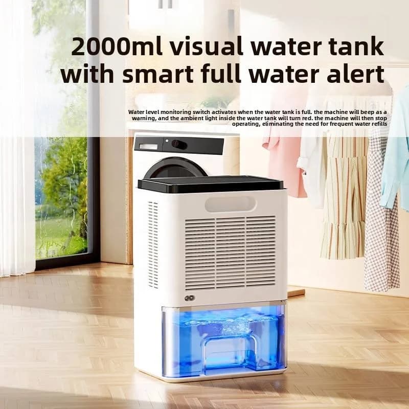 High-Performance Portable Dehumidifier with LED Display Water Level Indicator Auto Shut-Off Quiet Moisture Remover for Small 4
