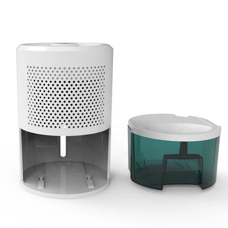 Modern White Dehumidifier with Top Air Outlet Compact Size Low-Noise Performance Ideal for Small Bedrooms Closets and Bathrooms