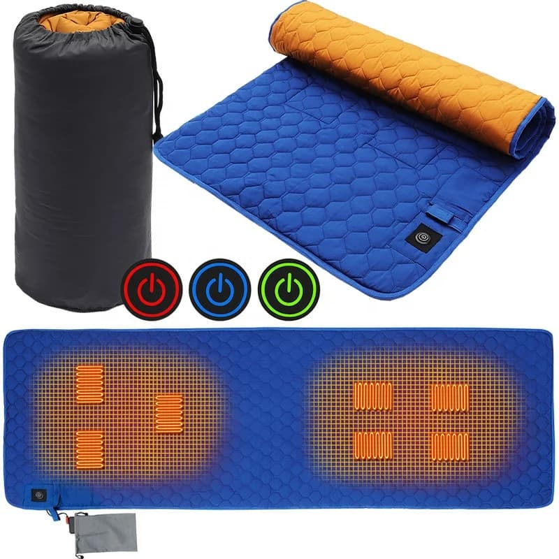 New Sports Outdoor Heated Sleeping Bag Mat Cold-Resistant Seven-Zone Heated Seat Cushion Warm Yoga Mat 3