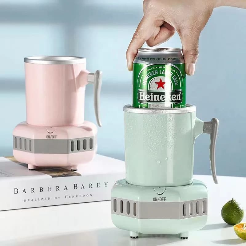 Mini Portable Instant Can Cooler Fast Cooling Cup with Handle Electric Beverage Chiller for Soda Beer Home Office Dorm Use