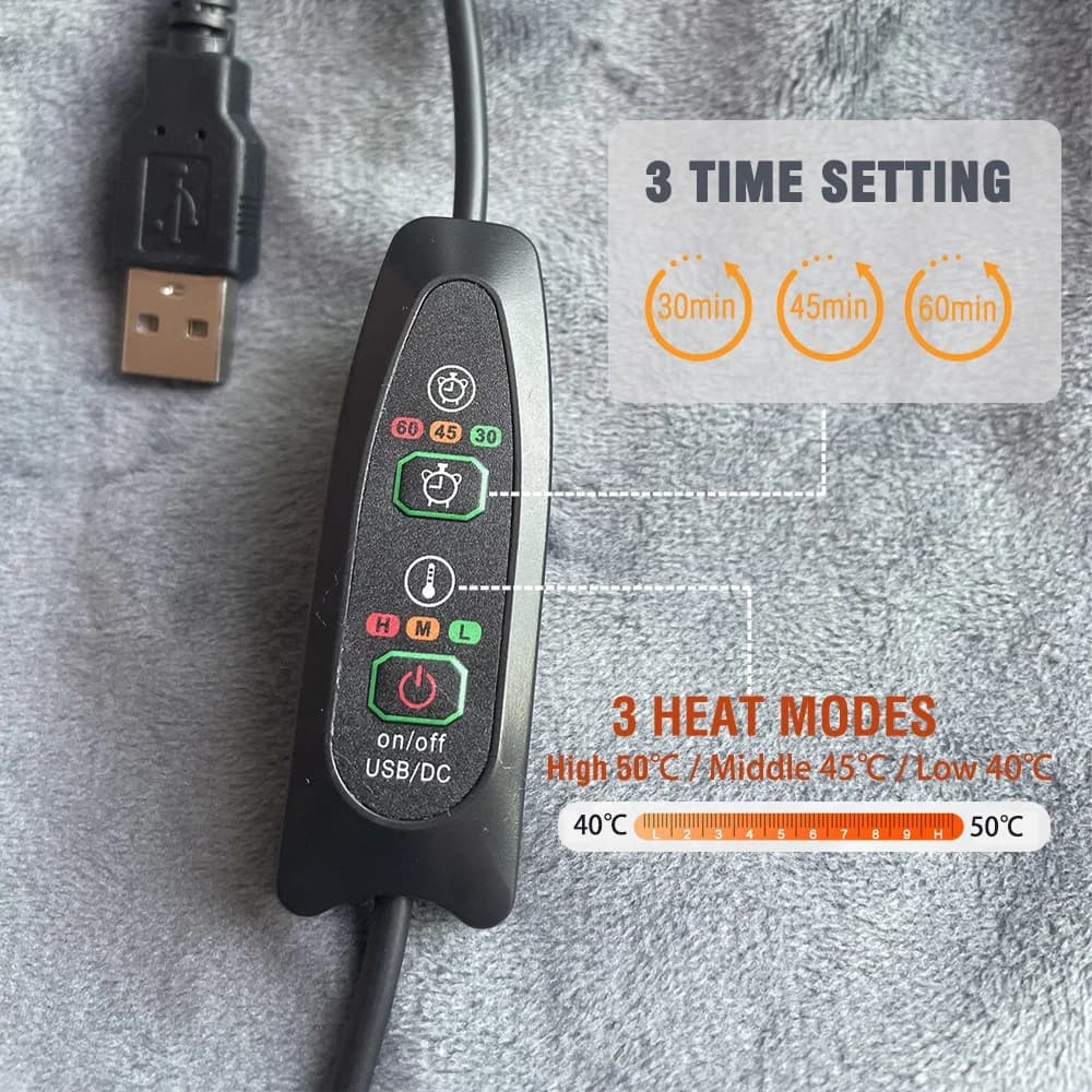 Rechargeable USB Outdoor Blanket with Heating Function Office Heated Blanket for Washing Electric Blanket with Heating Function 3