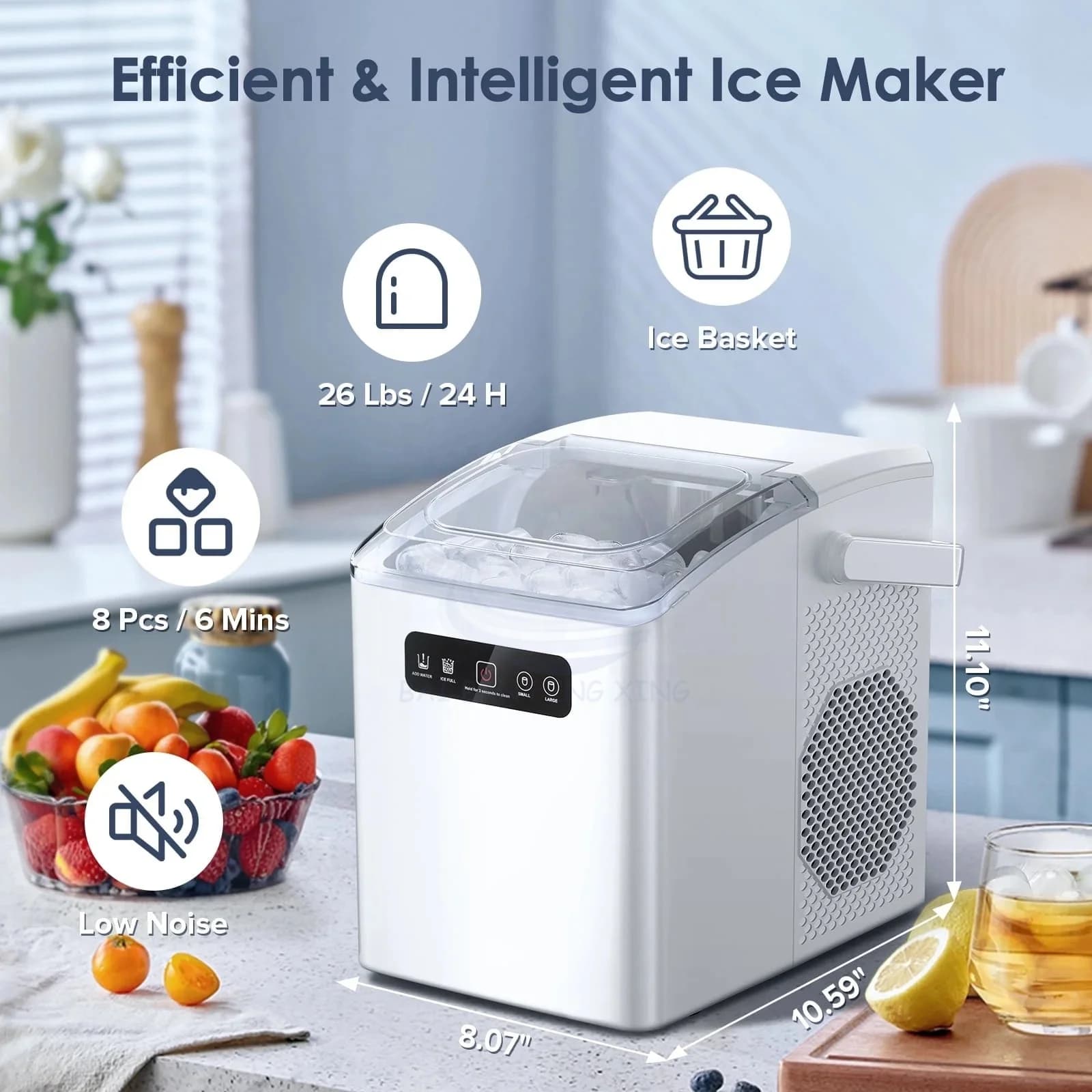 New Kitchen Intelligent Small Ice Maker Intelligent Automatic Home Ice Maker Independent Water Tank 5