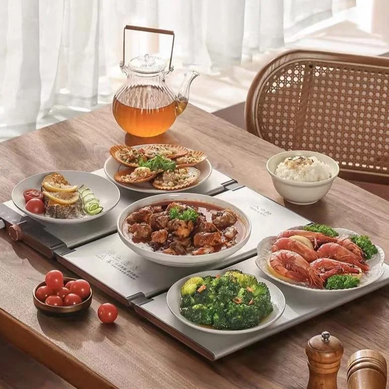 Multi-Temperature Adjustable Heating Tray Foldable and Interlocking Warmer Tray Home Multi-Functional Table-Top Food 4