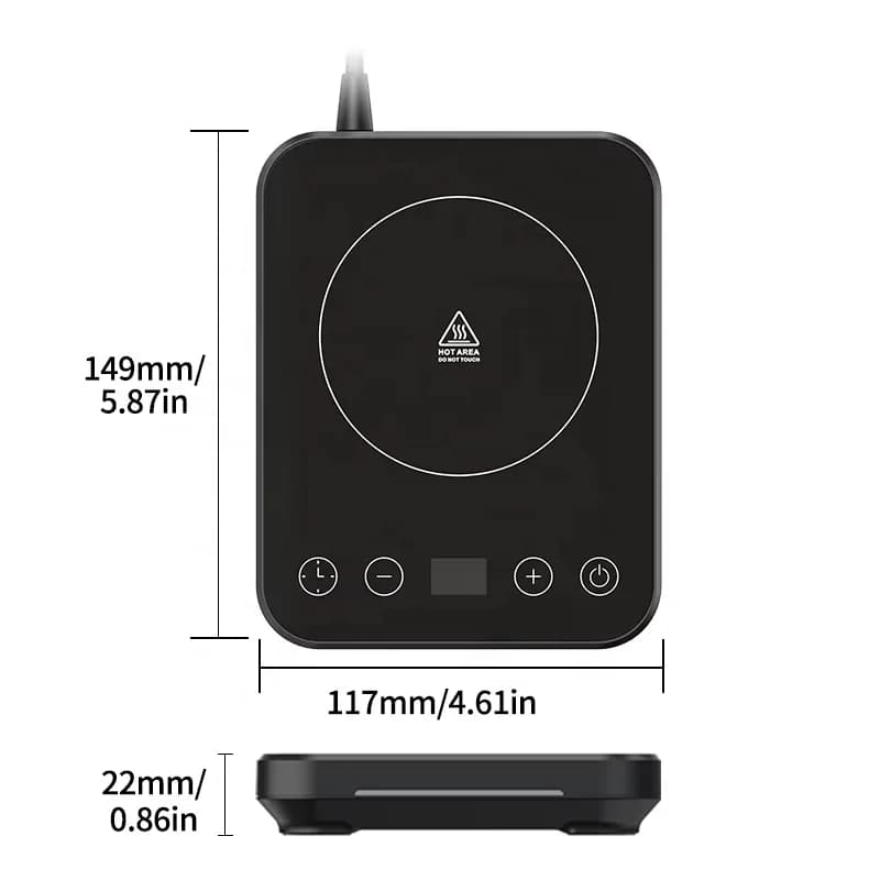 Black Smart Cup Heater Pad Adjustable Thermostatic Beverage Warmer with Timer Temp Display 6