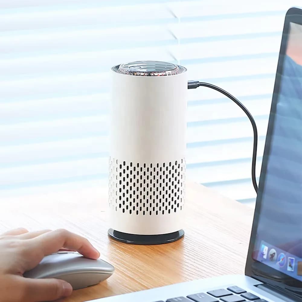 2-in-1 Car Air Freshener Purifier Mini Cylinder Air Purifier with Replaceable Filter USB Rechargeable for Car Seat Desktop 5