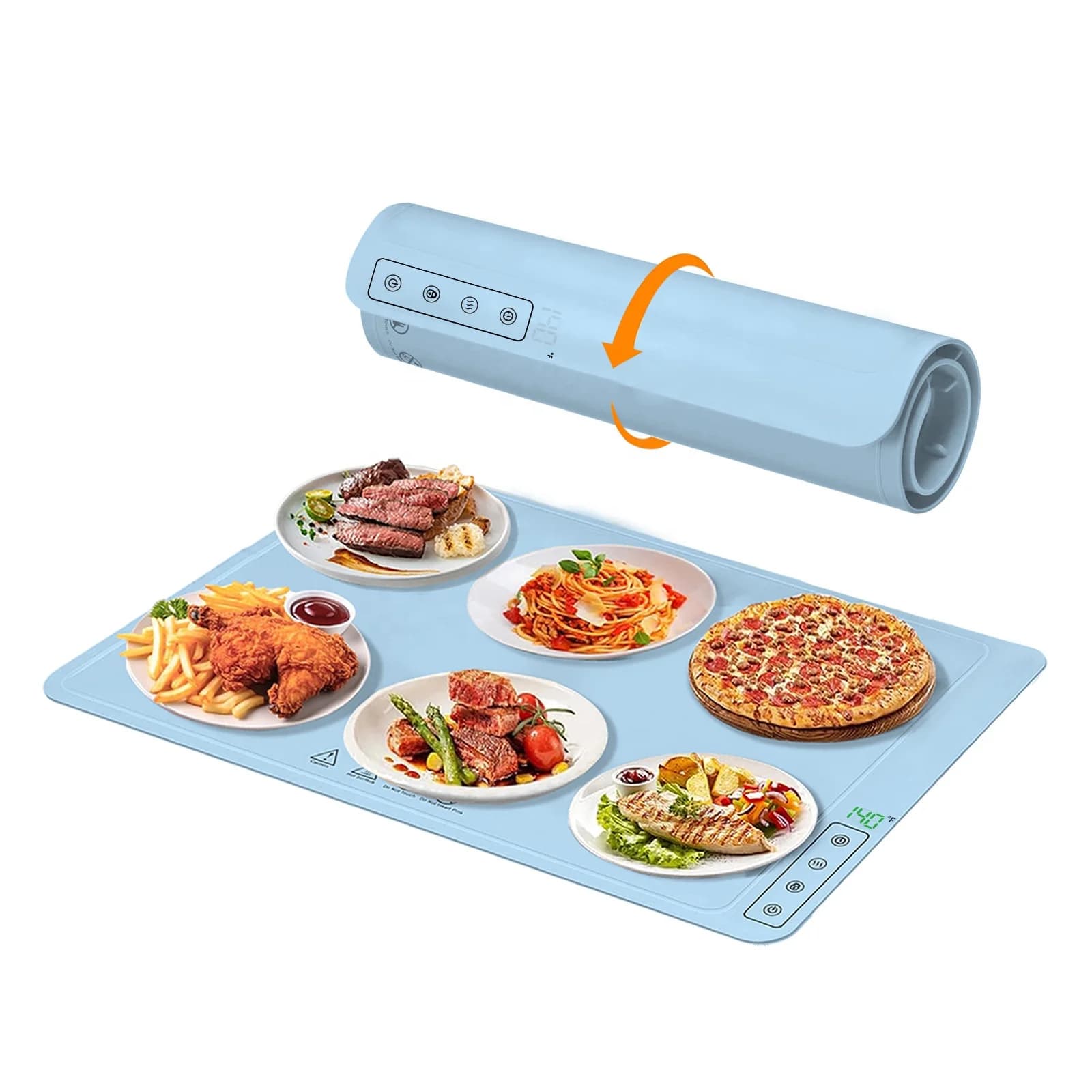 Domestic Flexible Silicone Food Warmer Electric Heating Plate for Reheating Meals Smart Dual-Temperature Food Warmer with 2