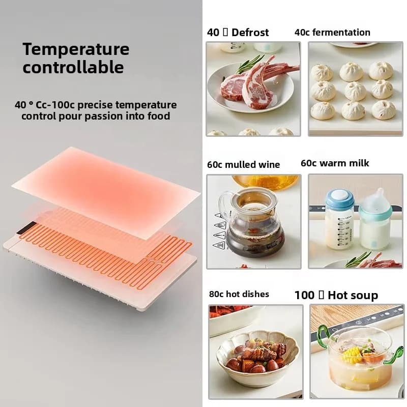 Heated Silicone Food Warmer Tray Rapid-Heat Constant-Temperature Tray Multi-Functional Household Insulated Touch-Control Food 3