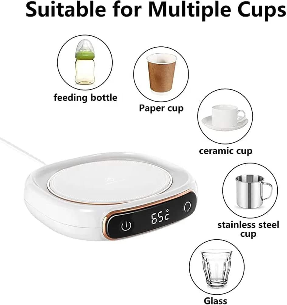 Black Electric Cup Heater Pad 65°C Constant Temperature Beverage Warmer with Touch Control LED Screen 5