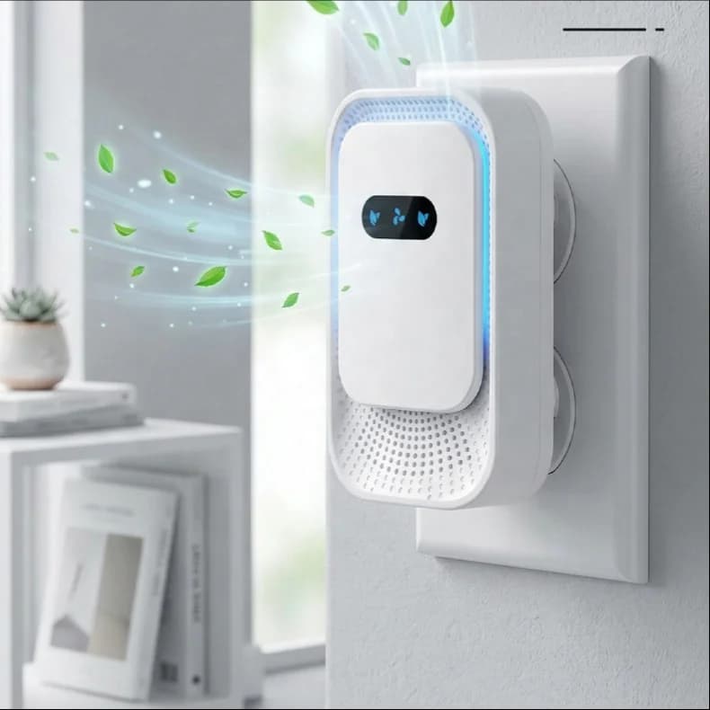 Wall Plug Air Ionizer Modern Rounded Edge Air Cleaner with Ambient Light Eliminate Smoke Dust Pollen for Bedroom Office Toilet 5