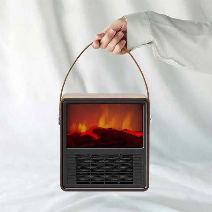 New Retro Feeling Heater Household Small Desktop Electric Heater Simulation Flame Portable Heater Winter Atmosphere Feeling 3