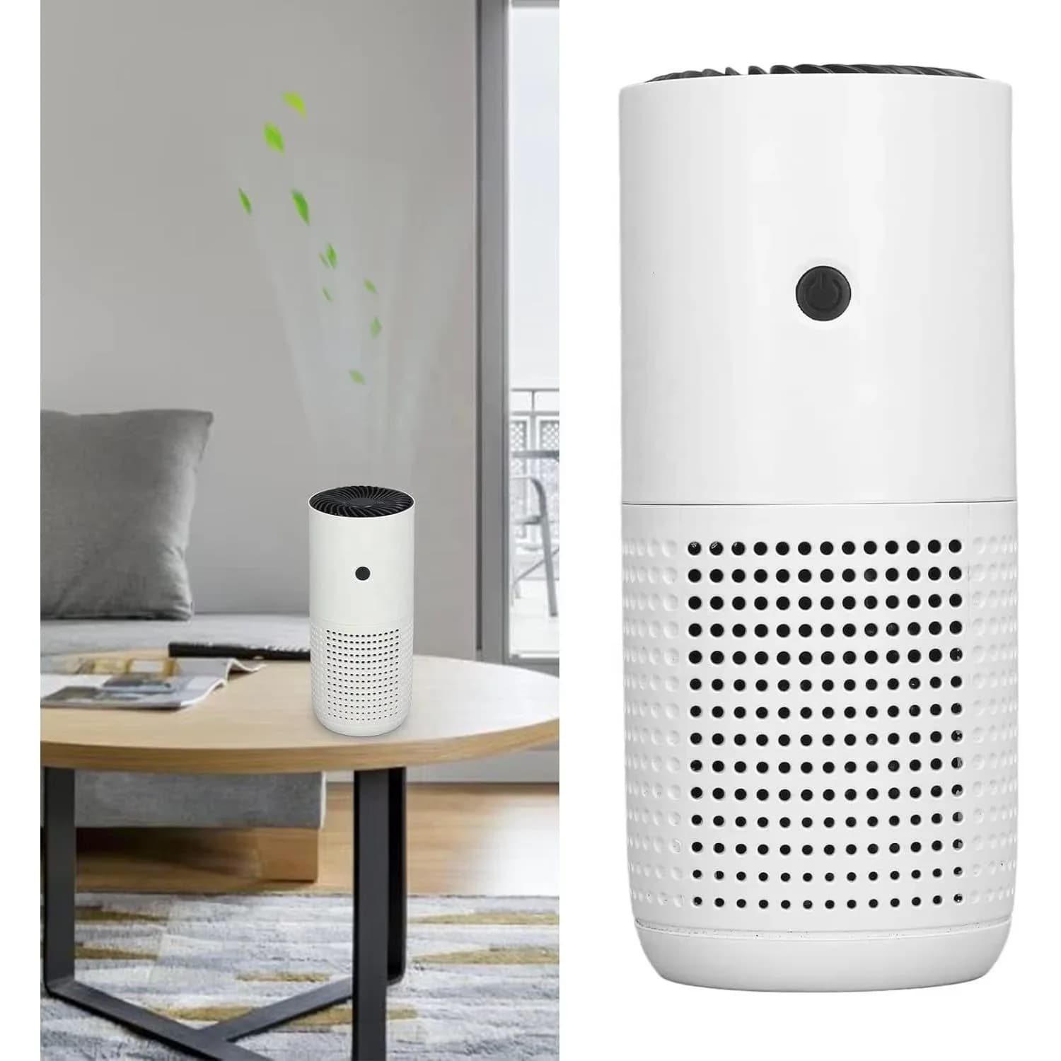 Mini Cylindrical HEPA Air Purifier One-touch Control Desktop Air Cleaner with USB Power Remove Smoke Dust Pollen for Home Office