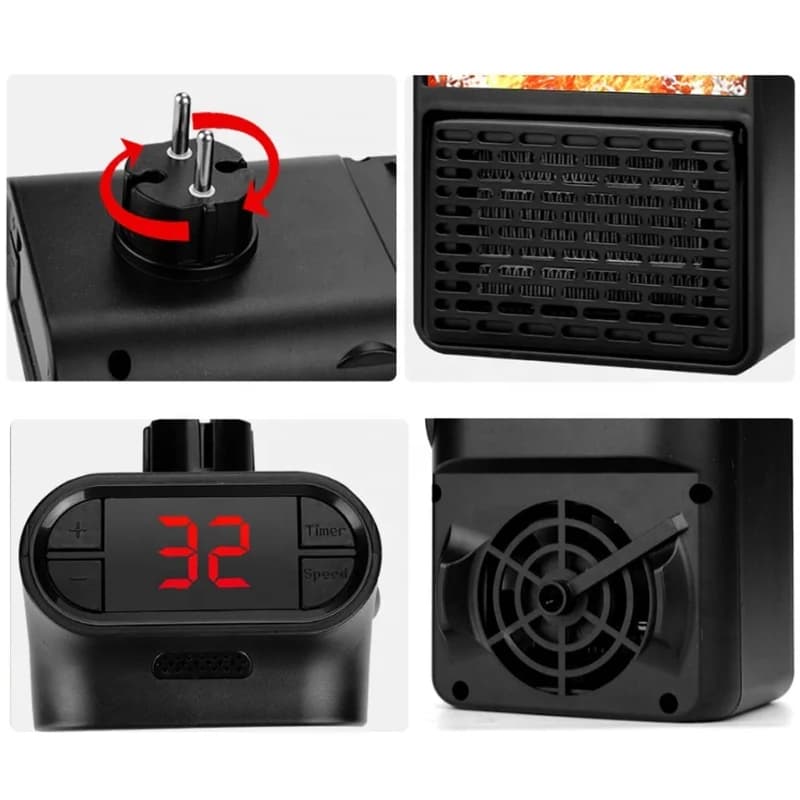 Mini Simulation 3D Flame Heater Student Office Home Electric Wall Mounted Desktop Heater Fast Heating Electric Fan 7