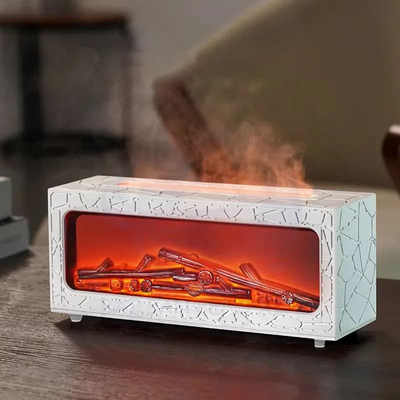 New Retro Ffireplace Flame Humidifier Usb Home Desktop Bedroom Diffuser 3D Simulation Flame Aromatherapy Machine