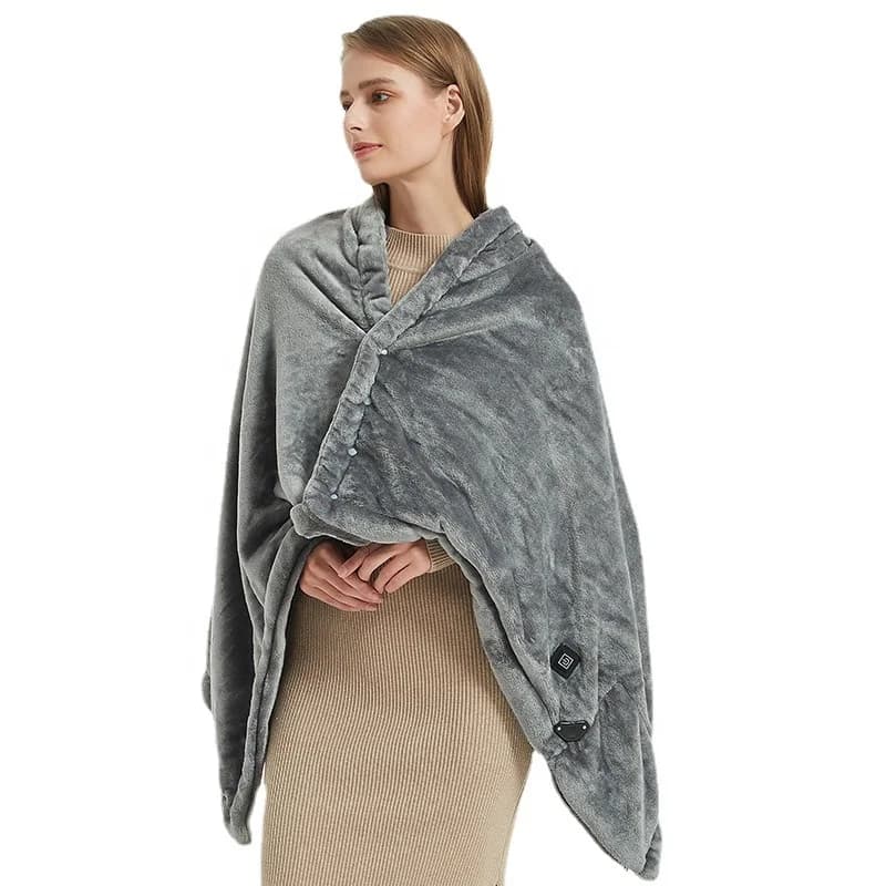 New USB-powered Shawl Blanket Adjustable Temperature, Machine Washable Dual-purpose Knee Blanket for Office and Car Use 2