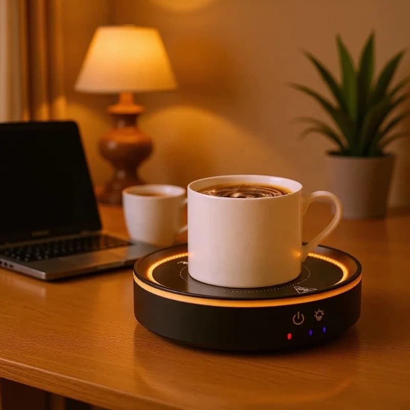 Easy-Clean Round Cup Heating Pad Smart Touch Control Thermostatic Drink Warmer with Spill-Resistant Glass Surface 7