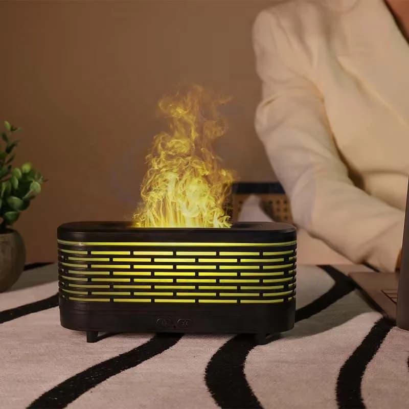 Small Bedroom Premium Mini Simulation Flame Aromatherapy Diffuser Seven Colours Ambient Light Humidifier 4