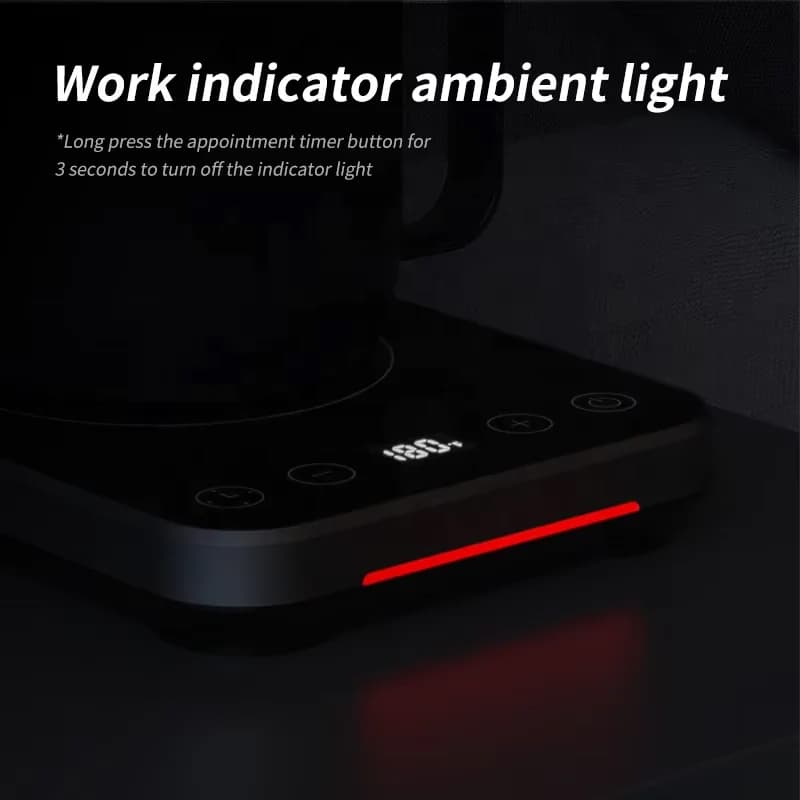Black Smart Cup Heater Pad Adjustable Thermostatic Beverage Warmer with Timer Temp Display 5