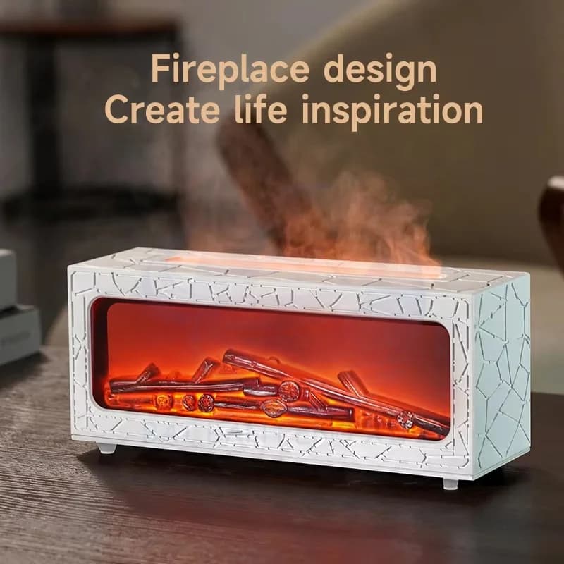 New Retro Ffireplace Flame Humidifier Usb Home Desktop Bedroom Diffuser 3D Simulation Flame Aromatherapy Machine 4