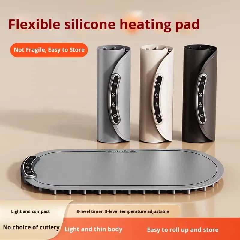 Electric Silicone Food Warmer Mat Portable Folding Hot Food Board Home Meal Heating Insulation Board Multi-Functional Roll-Up 4 3