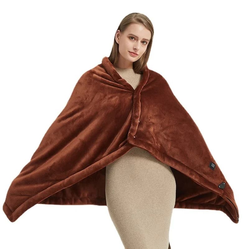 New USB-powered Shawl Blanket Adjustable Temperature, Machine Washable Dual-purpose Knee Blanket for Office and Car Use 6
