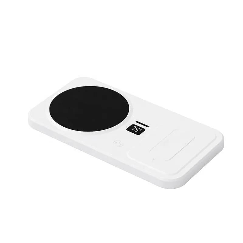White Multi-Function Cup Heater Pad Digital Display Beverage Warmer with Wireless Charging Station for Office Home 5