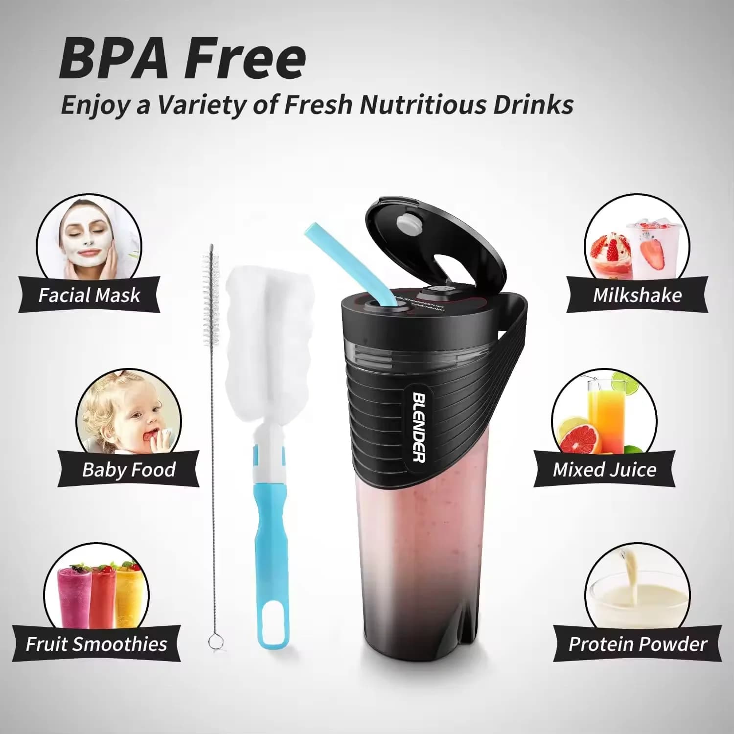 New Portable Sports Juicer Home Mini Portable Multifunctional Electric Juice Cup Silicone Handheld Easy to Carry Juicer 5