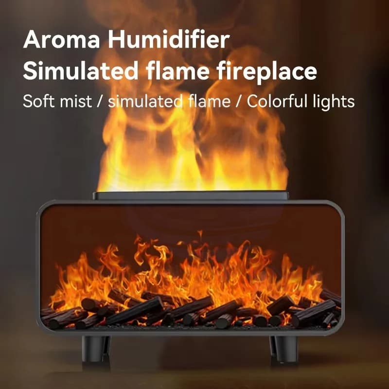 New Creative Fireplace Flame Humidifier Aromatherapy Machine Automatic Spray Incense Home Indoor Office Aromatherapy Machine 6