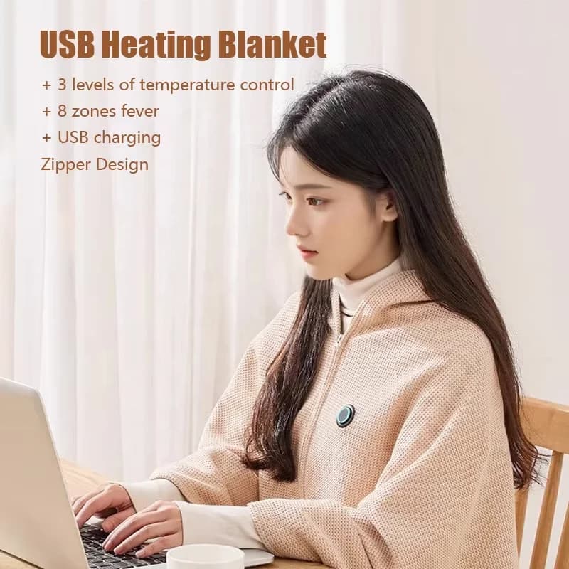 Electric Heated Warming Shawl Blanket Smart Heating Blanket Warming Cover Blanket USB-Powered Home Warming Cape 3