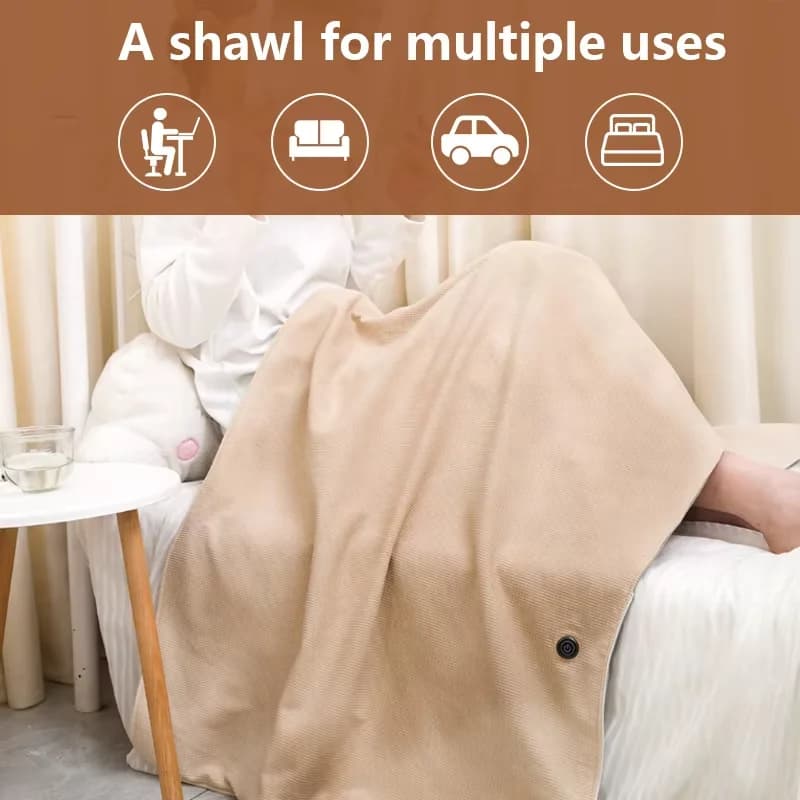 Electric Heated Warming Shawl Blanket Smart Heating Blanket Warming Cover Blanket USB-Powered Home Warming Cape 5