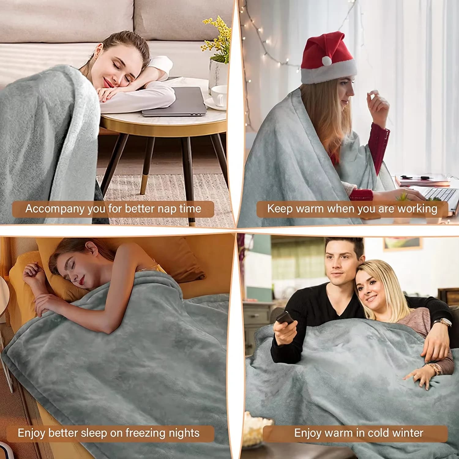 Electric Blanket with Heated Cover Electric Blanket Therapeutic Heating Pad Machine Washable Automatic Shut-Off Warming Blanket 6