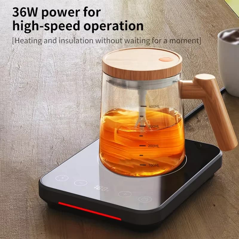 Black Smart Cup Heater Pad Adjustable Thermostatic Beverage Warmer with Timer Temp Display