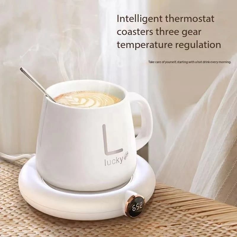 Black Electric Cup Heater Pad 65°C Constant Temperature Beverage Warmer with Touch Control LED Screen 6