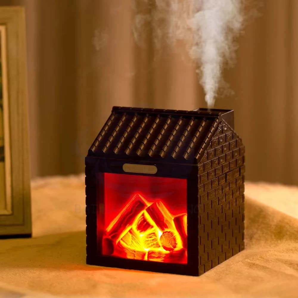Simulation Charcoal Fire House Humidifier Usb Home Creative Hollow Bedroom Night Light 5