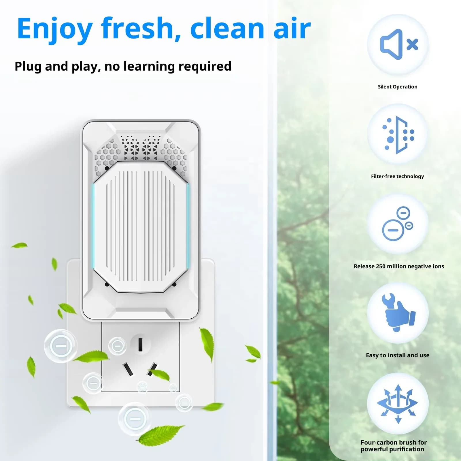 Direct-insertion Type Negative Ion air Purifier 4 Carbon Brush Household Small-sized Negative Ion air Purifier 5