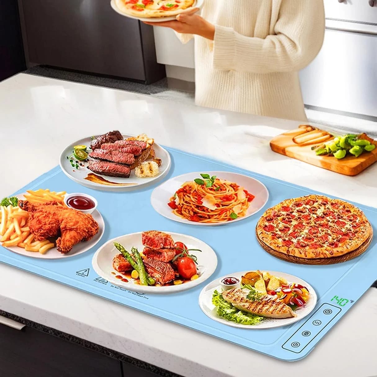 Domestic Flexible Silicone Food Warmer Electric Heating Plate for Reheating Meals Smart Dual-Temperature Food Warmer with 4