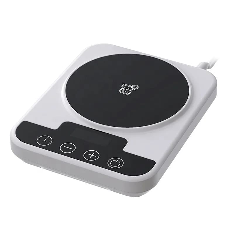 White Smart Programmable Mug Warmer Adjustable Temp Timer Control Heating Coaster with LED Screen for Desk 6