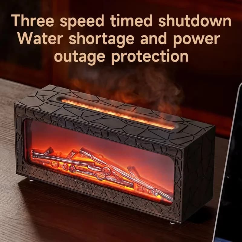 New Retro Ffireplace Flame Humidifier Usb Home Desktop Bedroom Diffuser 3D Simulation Flame Aromatherapy Machine 5