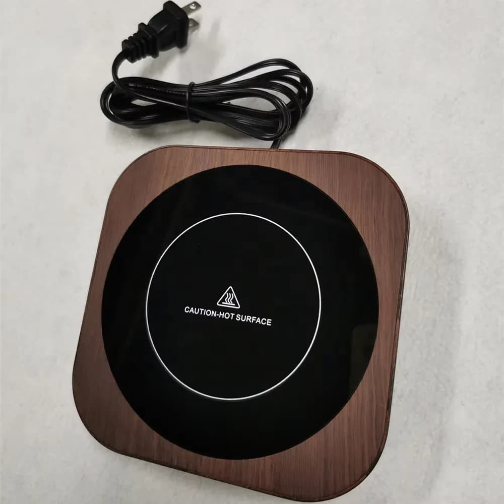 Ultra-Thin Black Cup Heating Plate Portable Electric Beverage Warmer with High-Temperature Safety Warning Design 6