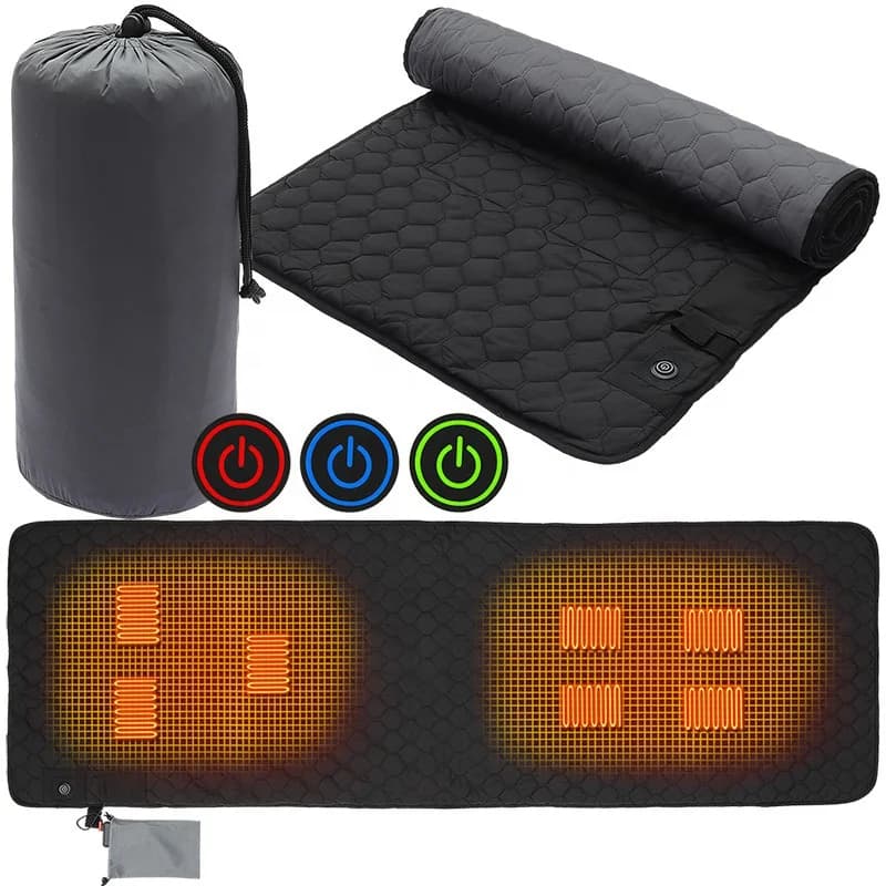 New Sports Outdoor Heated Sleeping Bag Mat Cold-Resistant Seven-Zone Heated Seat Cushion Warm Yoga Mat 4