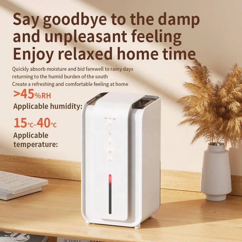 Compact Electric Dehumidifier with Night Light Function Ultra-Quiet Operation for Small Spaces Bathroom RV Moisture Absorption