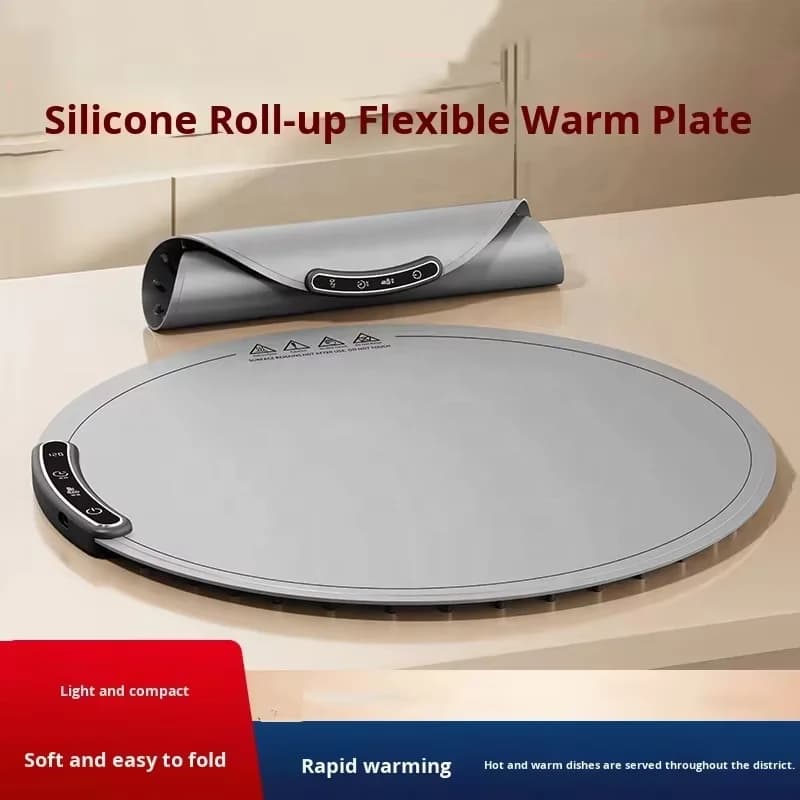 Electric Silicone Food Warmer Mat Portable Folding Hot Food Board Home Meal Heating Insulation Board Multi-Functional Roll-Up 4 2