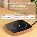 Light Wood Grain Electric Cup Heater Pad Constant Temperature Beverage Warmer with Safety Warning Design