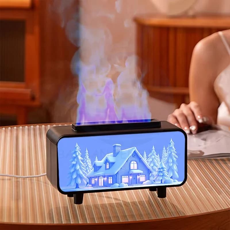 2025 New Simulation Fireplace Flame Aromatherapy Machine Automatic Fragrance Spray Home Indoor Bedroom Ambient Light 3