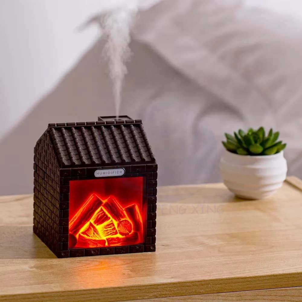 Simulation Charcoal Fire House Humidifier Usb Home Creative Hollow Bedroom Night Light 7