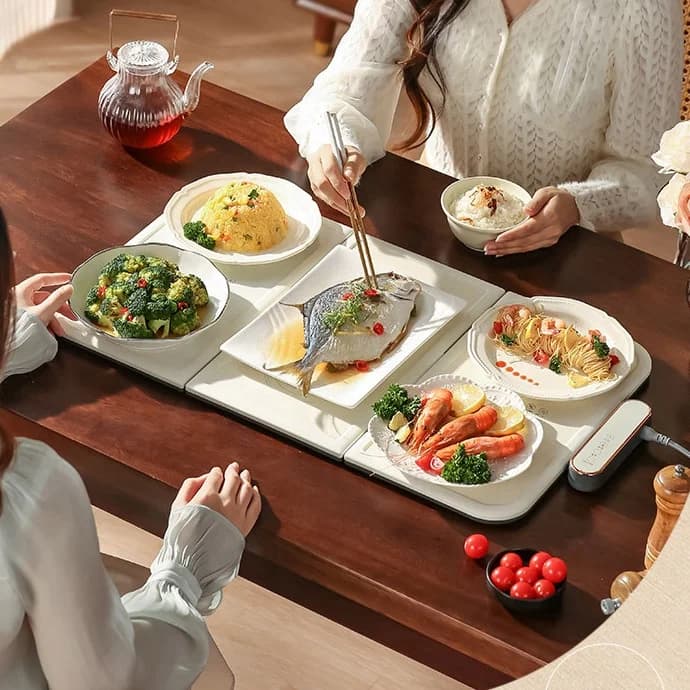 Creative Thermostatic Foldable Warm Vegetable Plate Household Hot Plate Multifunctional Splicing Type Meal Warming Plate 2