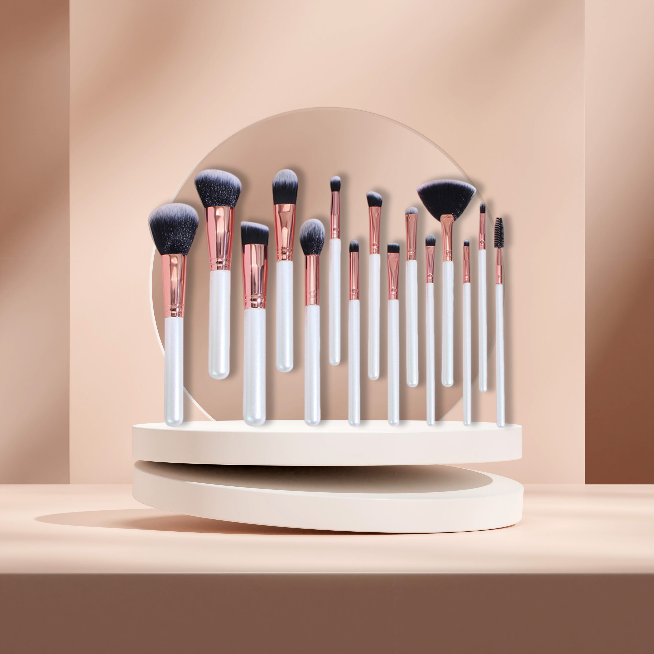 White 15pcs makeup brush set