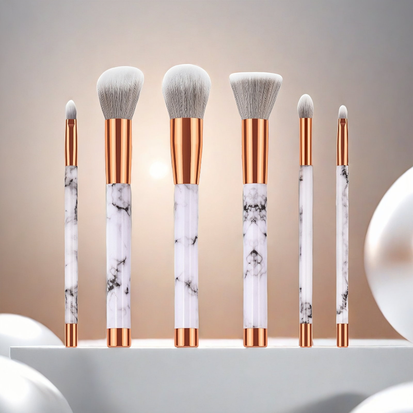 6-piece marble patterned makeup brush set