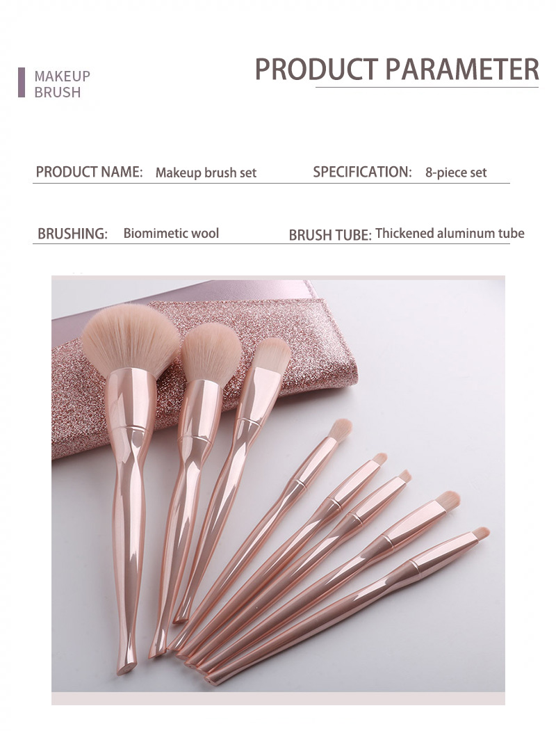 8 sets of electroplated makeup brushes